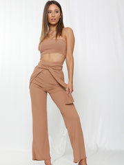 Rippen Bandeau Crop Top & Tie Knotenhose Co-ordte