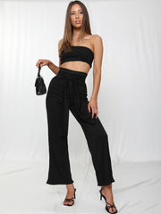 Rippen Bandeau Crop Top & Tie Knotenhose Co-ordte