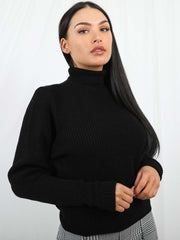 Ballonhülle hoher Hals -Strickpullover