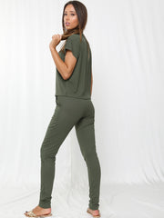 Rippen kurzärmelige Boxy Loungewear Co-ord