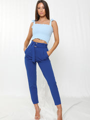 Shirred Strappy Crop Top