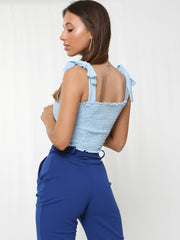 Shirred Strappy Crop Top