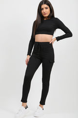 Ribbed Crop Top & Pocket Trouser Co-ord
