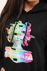 Sudadera con capucha gráfica distorsionada