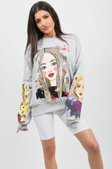 Girl Face Graphic Sweatshirt Pulloper