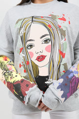 Girl Face Graphic Sweatshirt Pulloper