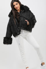 Oversized Faux Fur Lined Denim Jacket