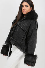 Oversized Faux Fur Lined Denim Jacket