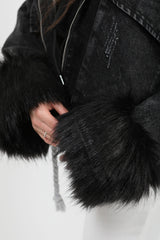 Oversized Faux Fur Lined Denim Jacket