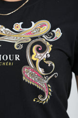 Paisley grafisch bonjour t-shirt