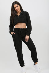 Teddy Bear Zip Up Cropped Hoodie