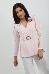 Double Ring Wrap Front Belted Top