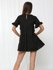 Frill Detail Tiered Smock Dress