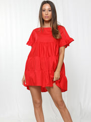 Frill Detail Tiered Smock Dress