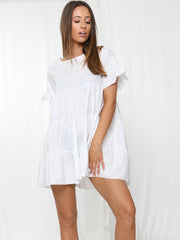 Frill Detail Tiered Smock Dress