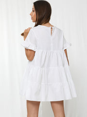 Frill Detail Tiered Smock Dress