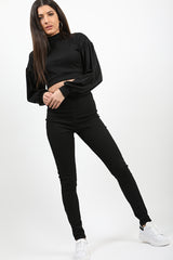 Ribbed Balloon Sleeve Top & Trouser Co-ord