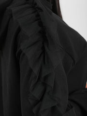 Mesh Frill Sleeve Hoodie Jumper Dress