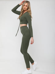 Rundted Crop Top & Legging Rippes Co-ordte
