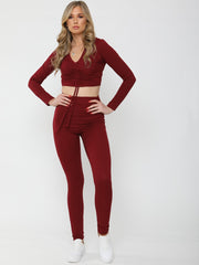 Rundted Crop Top & Legging Rippes Co-ordte