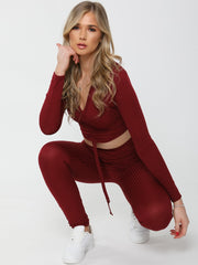 Rundted Crop Top & Legging Rippes Co-ordte