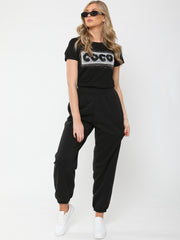 Mesh Applique Coco Studded T-Shirt