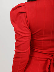 Double Ring Belted Bandage Dress