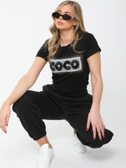 Mesh Applique Coco Studded T-Shirt