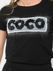 Mesh Applique Coco Studded T-Shirt