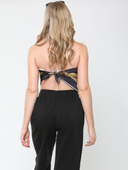 Leopard Print Bandana Scarf Satin Top