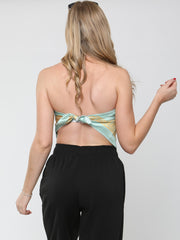 Leopard Print Bandana Scarf Satin Top