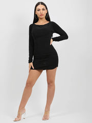 Scoop Neck Slinky Ruched Dress