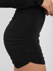 Scoop Neck Slinky Ruched Dress