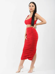 Slinky Bralet & Ruched Skirt Co-ord