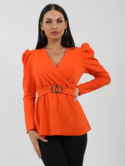 Double Ring Wrap Front Belted Top