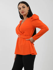 Double Ring Wrap Front Belted Top