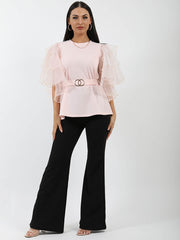 Rüschen Organza -Hülle Doppelring Gürtelt oben