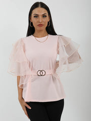 Rüschen Organza -Hülle Doppelring Gürtelt oben