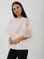 Rüschen Organza -Hülle Doppelring Gürtelt oben