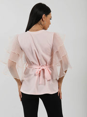 Rüschen Organza -Hülle Doppelring Gürtelt oben