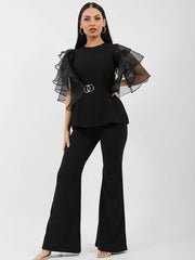 Rüschen Organza -Hülle Doppelring Gürtelt oben