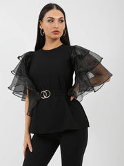 Rüschen Organza -Hülle Doppelring Gürtelt oben