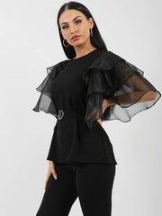 Rüschen Organza -Hülle Doppelring Gürtelt oben