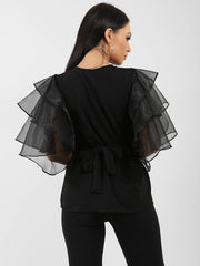 Rüschen Organza -Hülle Doppelring Gürtelt oben