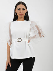 Rüschen Organza -Hülle Doppelring Gürtelt oben