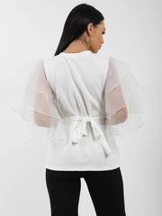 Rüschen Organza -Hülle Doppelring Gürtelt oben