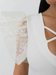 Heart Organza Cap Sleeve Bodysuit
