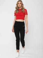 Vlinder geborduurd gaas crop top