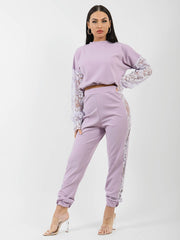 Bloemen kanten mouw en paneel detailcoördin