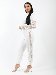 Bloemen kanten mouw en paneel detailcoördin